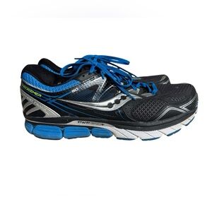 Saucony Men’s 13 Redeemer ISO running sneaker black blue ISOFIT Cushioned